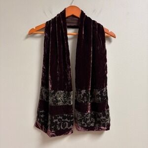 Liz Claiborne VTG Silk Blend Velvet Scarf 1997 Whimsigoth Brown Burnout 90s